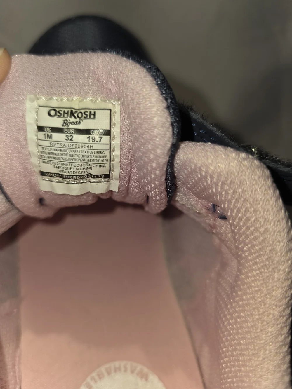 OshKosh B'gosh Girls Navy and Pink Polka Dot Kids Sneakers